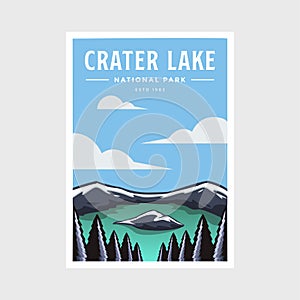 Crater lake National park poster illustration design