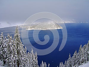 Crater Lake National Park after Snowstorm, Cascades, Pacific Northwest, Oregon