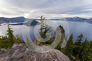 Crater Lake National Park in Southern Oregon, America, USA.