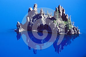 Crater Lake Phantom Ship Blue Water Reflection photo