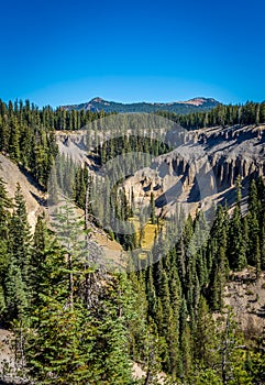 Crater lake and surrounding areas