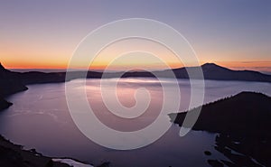 Crater Lake Wizard Island Sunrise Oregon