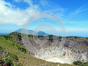 Crater and mountains of Tomohon city Indonesia photo