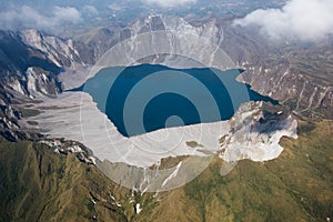 The crater of Mt. Pinatubo from the air, Philippines photo