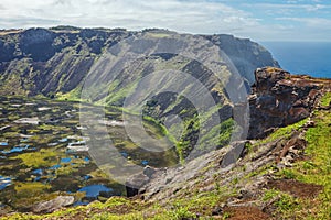 Crater of the Rano Kau volcano, Easter island