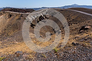 Crater of the volcano of Santorini Island