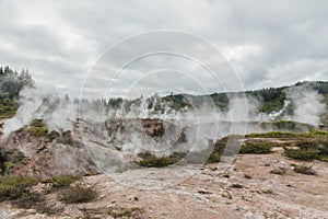 The Craters of the Moon - a geothermal walk located just north of Taupo. The walk features mud craters, steaming with geothermal a