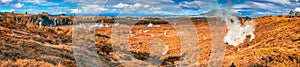 Craters of the Moon panoramic view in Taupo in autumn season, New Zealand