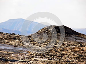 Craters of mud volcanoes. Takhti-Tepha Natural Monument, Vashlovani, Georgia