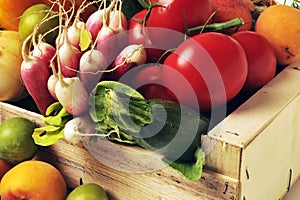 Crates of fruit and vegetables photo