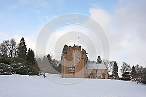 Crathes Castle in the snow