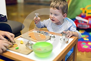 Crative boy in his workshop