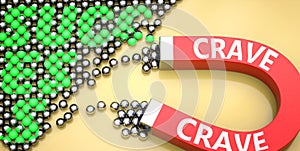 Crave attracts success - pictured as word Crave on a magnet to symbolize that Crave can cause or contribute to achieving success