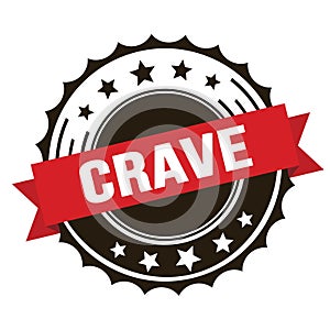 CRAVE text on red brown ribbon stamp