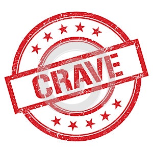 CRAVE text written on red vintage stamp