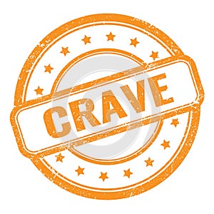 CRAVE, word on orange stamp sign