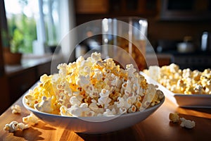 Craving Fresh Popcorn - A Salty Snack Sensation. AI Generated