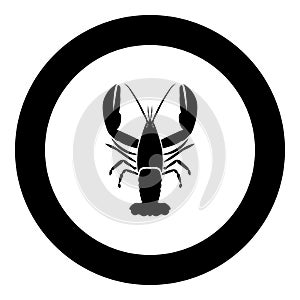 Craw fish icon black color in circle photo