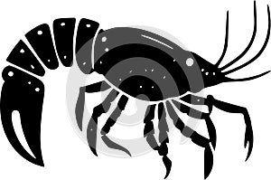 Crawfish - black and white vector illustration