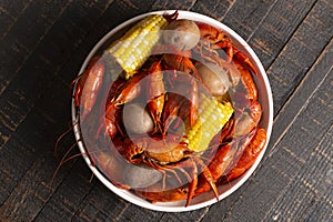 A Crawfish Boil with Corn on the Cob and Potatoes