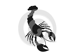 Crawfish icon. black silhouette image of crustaceans animal
