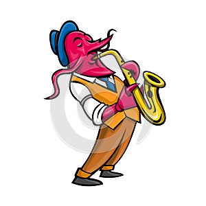 Crawfish Saxophone Player Mascot photo