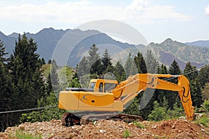 A crawler excavator