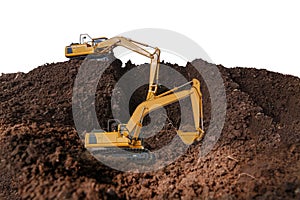 Crawler Excavator is digging soil in the construction site .