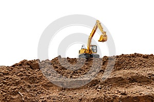 Crawler Excavator is digging soil in the construction site