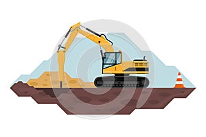 Crawler hammer excavator, heavy machinery used in the construction and mining industry
