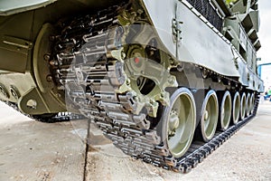 Crawler tracks of military tank