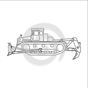 Crawler tractor with lifting unit and blade photo