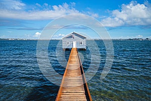 Crawley Edge Boatshed, blue boat houes