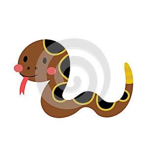 Crawling Rattle Snake animal cartoon character vector illustration