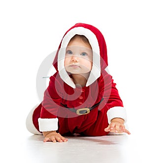 Crawling toddler Santa Claus baby girl