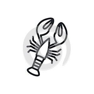 Crayfish crawfish lobster omar icon. Vector isolated linear icon contour shape outline. Thin line. Modern glyph design