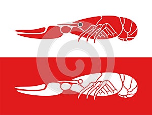 Crayfish logo. Isolated crayfish on white background