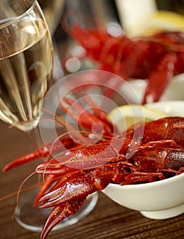 Crayfish and wine