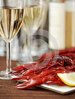 Crayfish and wine