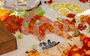 Crayfishes parade on the table