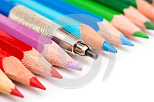 Crayon Blending In Coloring Pencils Crowd Concept photo