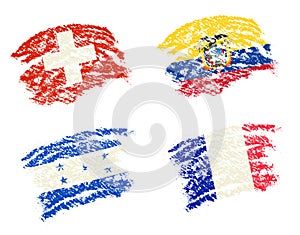 Crayon draw of group E worldcup soccer 2014 country flags