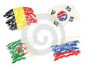 Crayon draw of group H worldcup soccer 2014 country flags