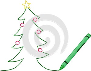 Crayon Drawn Christmas Tree photo