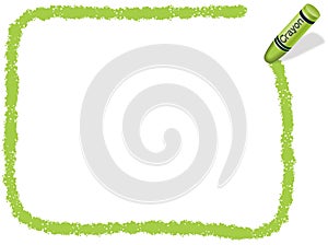 Yellow-green rectangle crayon frame isolated on a white background.