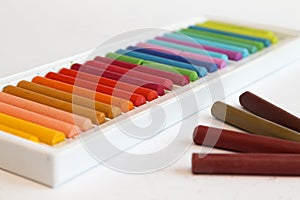 Crayon pastels on white background