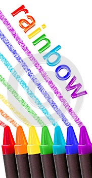 Crayon rainbow over white