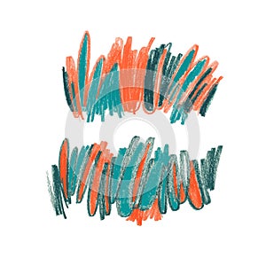 Crayon scribble hand drawn vector illustration. Colorful wavy wax pencil scrawl.