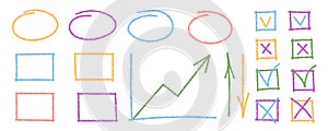 Crayon Set Of Square, Rectangle, And Oval Box Sketch