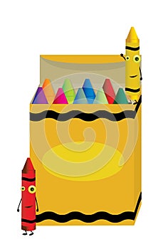 Crayons characters on box